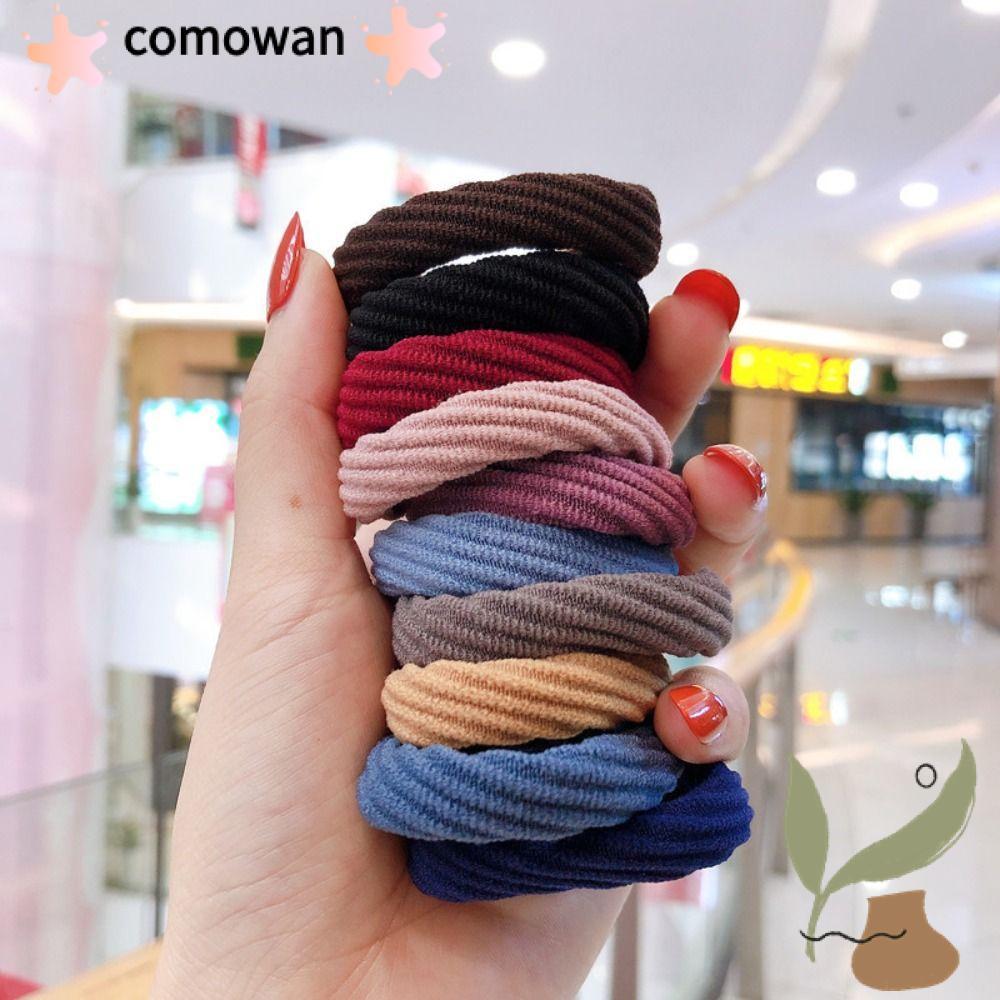 COMOWAN - Bộ 10 Dây Buộc Tóc Scrunchie Dày Co Giãn Cho Bé Gái