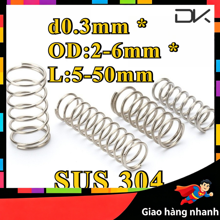 lò xo nén inox 304 cọng dày d0.3mm * OD2-6mm [NBL]