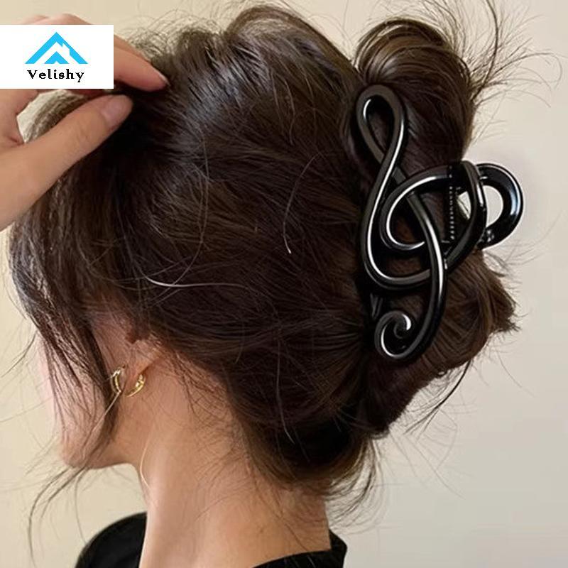 Velishy Mobius Strip Da Báo Vuốt Tóc Kẹp Âm Nhạc Lớn Ghi Chú Hình Mạnh Giữ Chống Trượt Kẹp Tóc Cho M