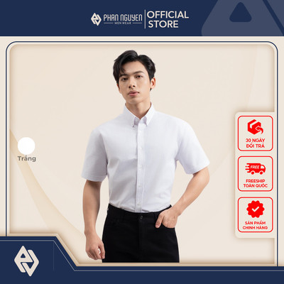 Áo sơ mi trắng nam Phan Nguyễn, chất liệu cotton mềm mại, thoáng mát, form regular fit SMC.530