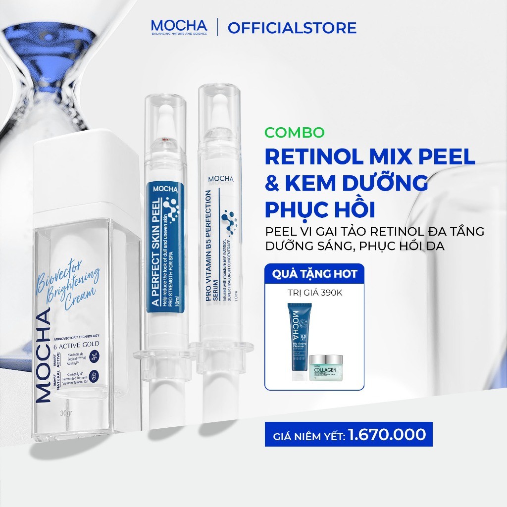 Peel Mocha + Kem Dưỡng Biovector 6 Active MOCHA - Giúp Phục Hồi Da Sau Peel [Tặng 2 quà]
