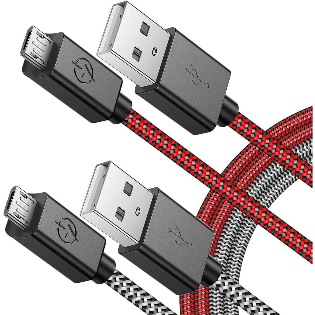 Cáp sạc điều khiển PS4 13FT – Thiết kế đầu nối cong xả cho Snug Fit - 2 gói Dây sạc Micro USB dài bệ