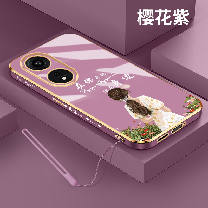 Ốp Điện Thoại Oppoa1pro Phong Cách Mới Nữ Phong Cách Bên Cạnh Bạn OPPO A1Pro Cạnh Thẳng Mạ Điện Sili