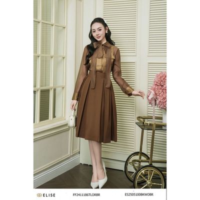 Jupe tuytsy nâu xếp ly xòe thiết kế Elise mã ES2505100BKWOBR