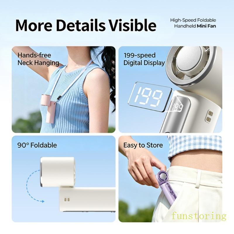 Mini Handheld Cooling Fan USB Rechargeable With 199 Speed And Icy Cooling Fan
