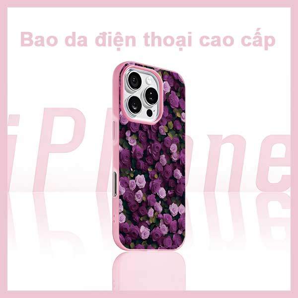 Ốp Lưng iPhone Hoa Hồng Tím Lãng Mạn  iP 11/12/13/14/15/16/17/Plus/Pro/Max