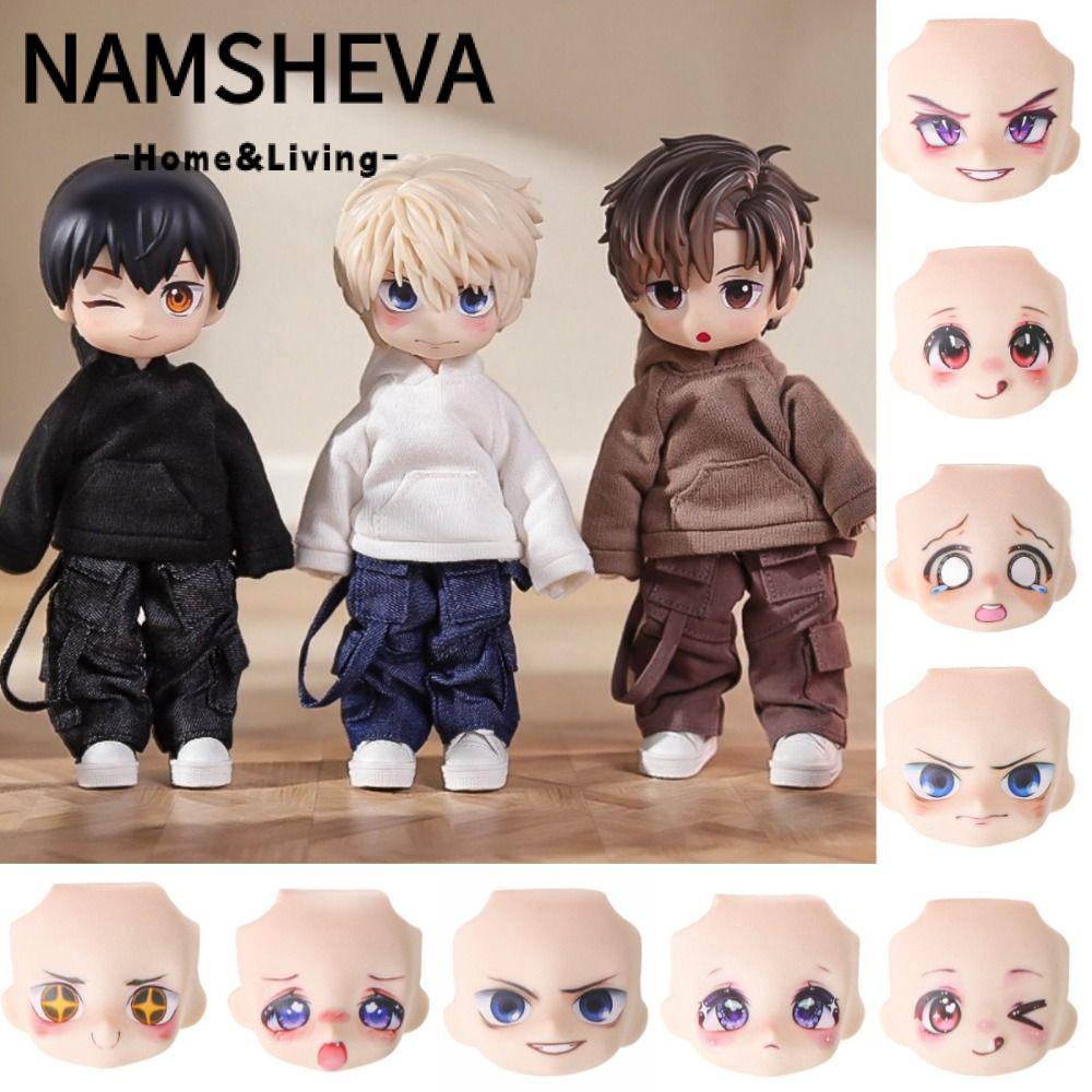 Mặt búp bê NAMSHEVA OB11, Mặt thay đổi dễ thương Vỏ đầu có thể thay thế 1 / 12 Mặt búp bê BJD, Biểu 