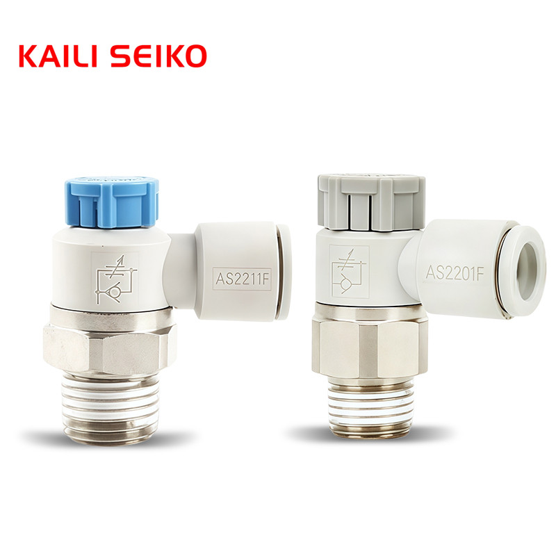 AS1201F AS2201F Van tiết lưu khí nén, Đầu nối điều khiển tốc độ không khí xi lanh M5-04 01-06SA