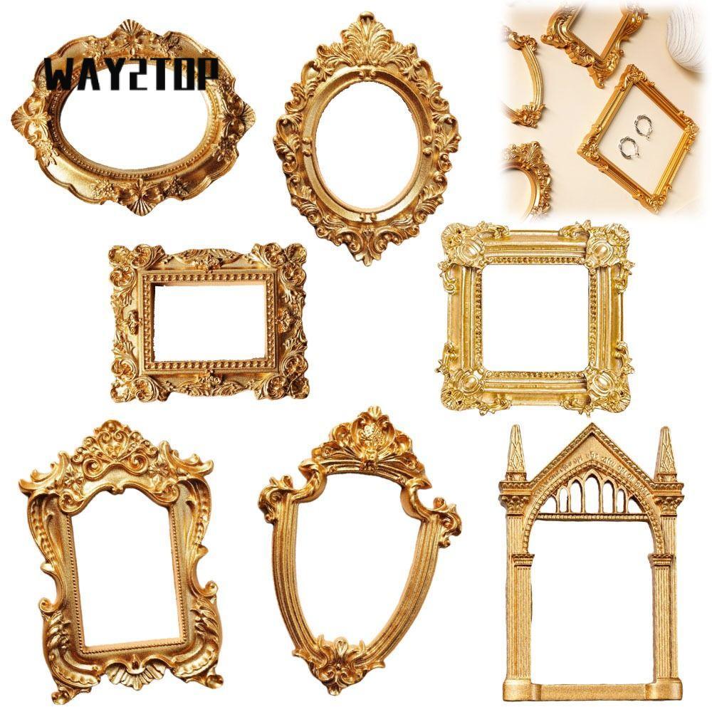 WAY2TOP DIY Shadow Box Frame, Vàng Mini Photo Frames, Vintage DIY Wedding Photo Display Frame Quà tặ