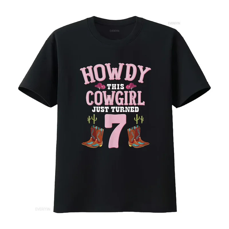 Áo thun nữ sinh nhật thứ 7 Howdy theo chủ đề phương Tây