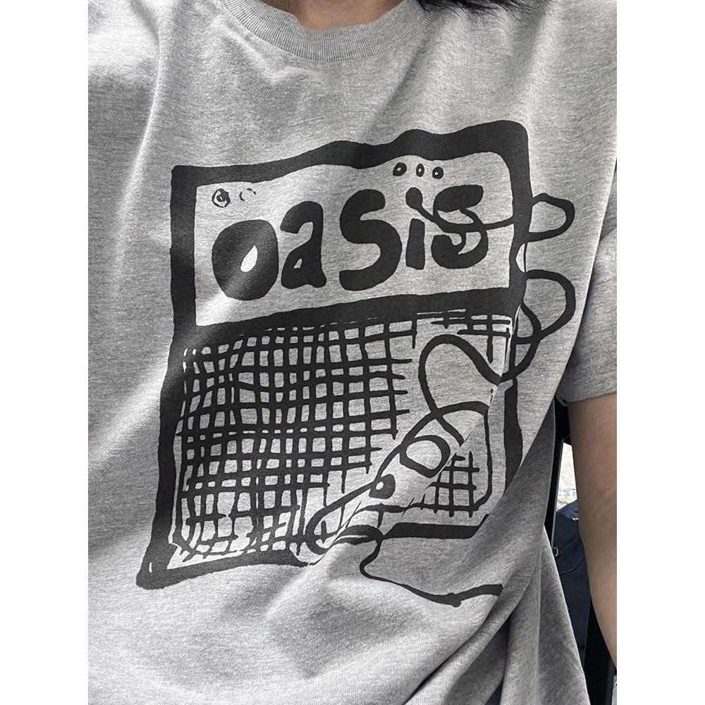 Mùa hè Cổ Tròn Oasis Cotton Nguyên Chất Dòng logo In Phong Cách Rock Oasis Tay Ngắn Rời Áo Thun
