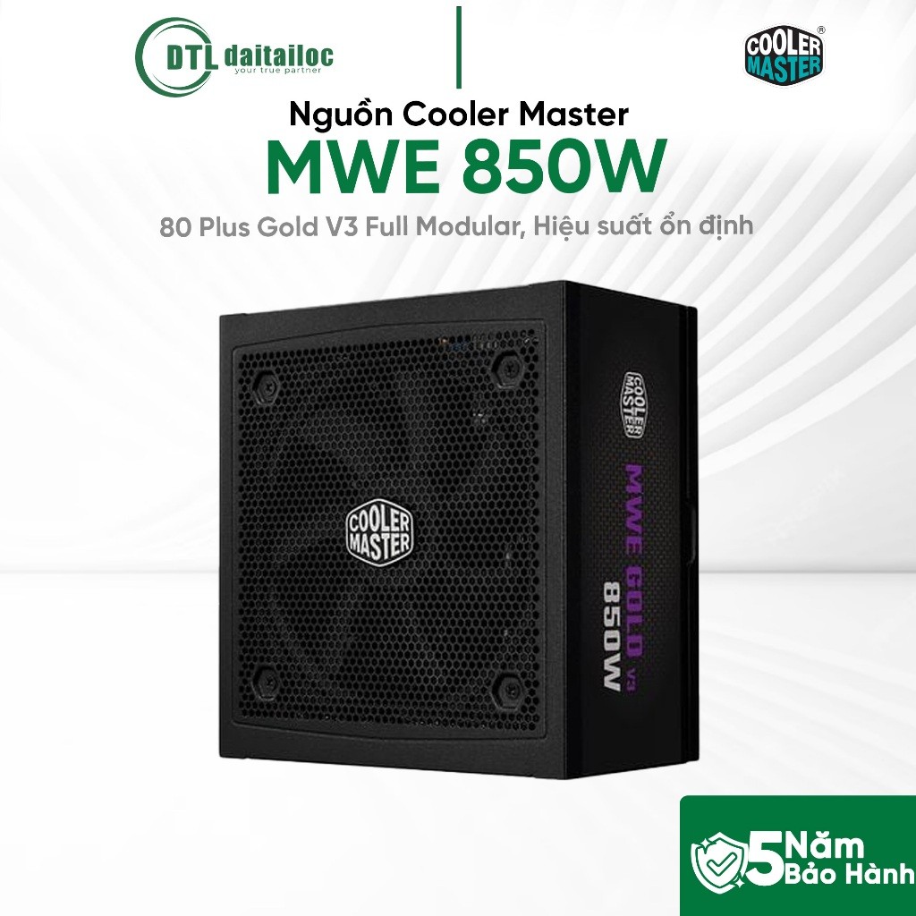 Nguồn Cooler Master MWE 850W 80 Plus Gold V3 Full Modular Hiệu suất ổn định | Chính Hãng | Bảo Hành 