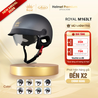 [Độc Quyền] Mũ Bảo Hiểm Nữa Đầu Royal M163 Kính Trà, Nón Bảo Hiểm 1/2 Thời Trang Nam Nữ Kính Âm