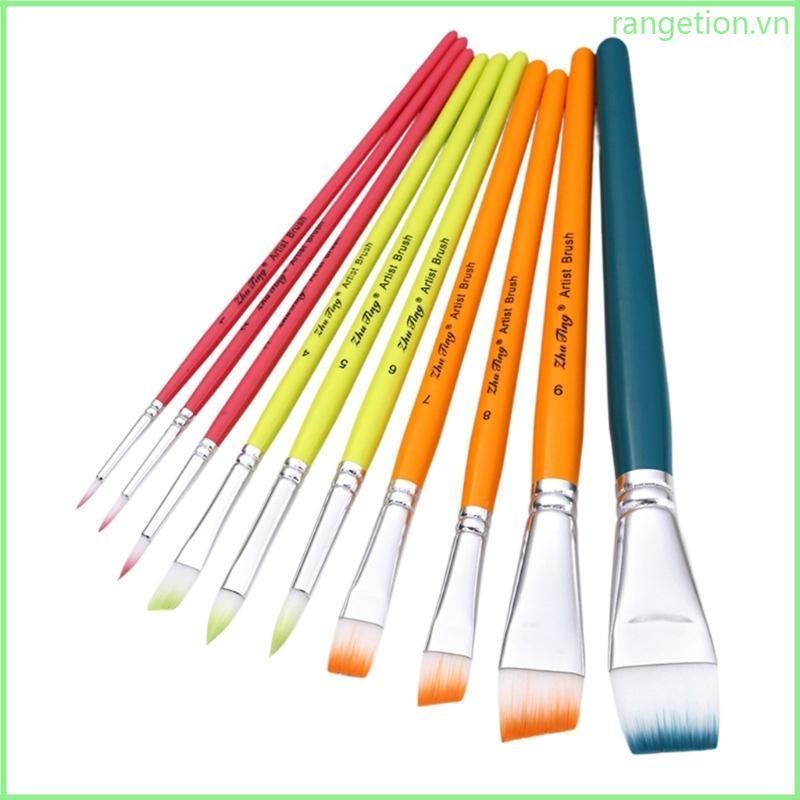 RAN 10 Chiếc Mặt Body Paint Brush Flat Painting Brush Artist Paint Brushes