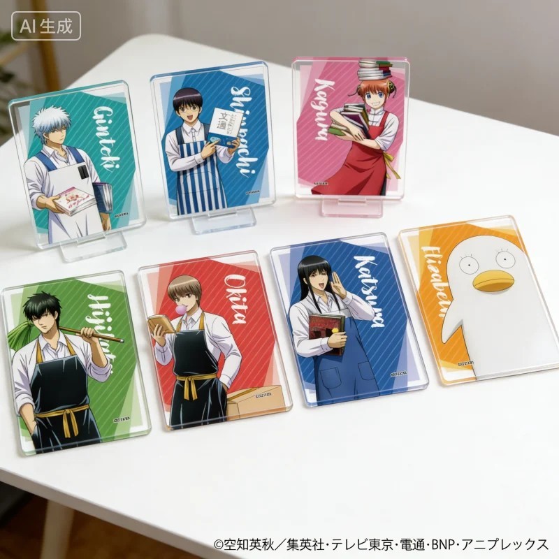 Standee Gintama Mô Hình Mica Card Acrylic Trang Trí Bàn Học Sakata Gintoki Hijikata Okita Kagura Ani