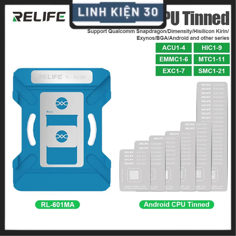 Bộ vỉ làm chân CPU Android RELIFE RL-044 (gồm 58 vỉ)