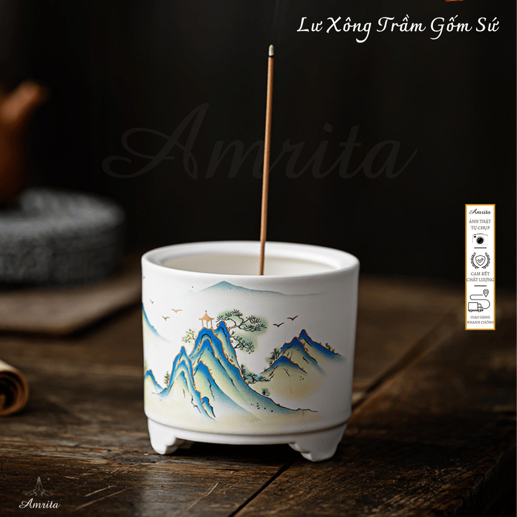 [Amrita] Lư Xông Trầm Sơn Thủy Tĩnh Tâm - lư xông trầm trang trí - lư đốt trầm - Amrita - CXNP423