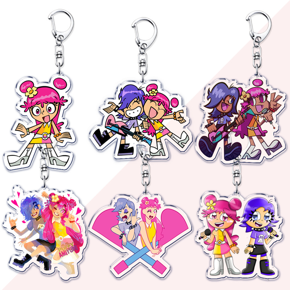 Hot Hi Hi Puffy AmiYumi Keychains for Women Man Accessories Bag Ami Kaz Yumi Jang-Keng Tekirai