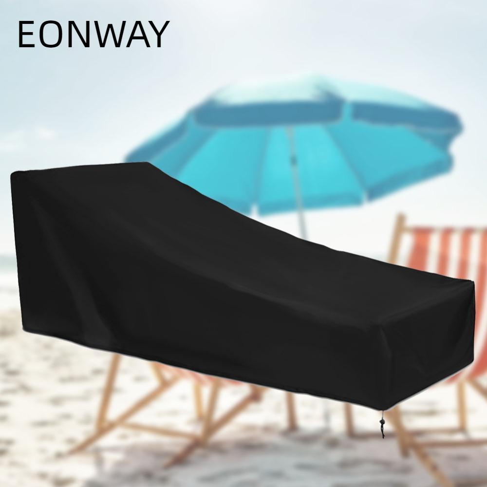 EONWAY Chaise Lounge Bọc Ghế, Vải Chống Bụi Chống Thấm Nước Chaise Lounge Cover, Bền Gấp Màu Đen Ngo