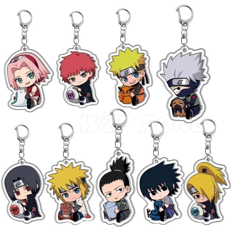 Móc khóa Naruto anime mica acrylic chibi dễ thương Uzumaki Naruto Sasuke Itachi Kakashi Minato treo 