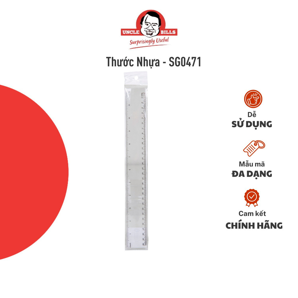 Thước Nhựa UNCLE BILLS 30cm Dễ Dàng Sử Dụng Phù Hợp Với Học Sinh Dân Văn Phòng Học Tập - SG0471