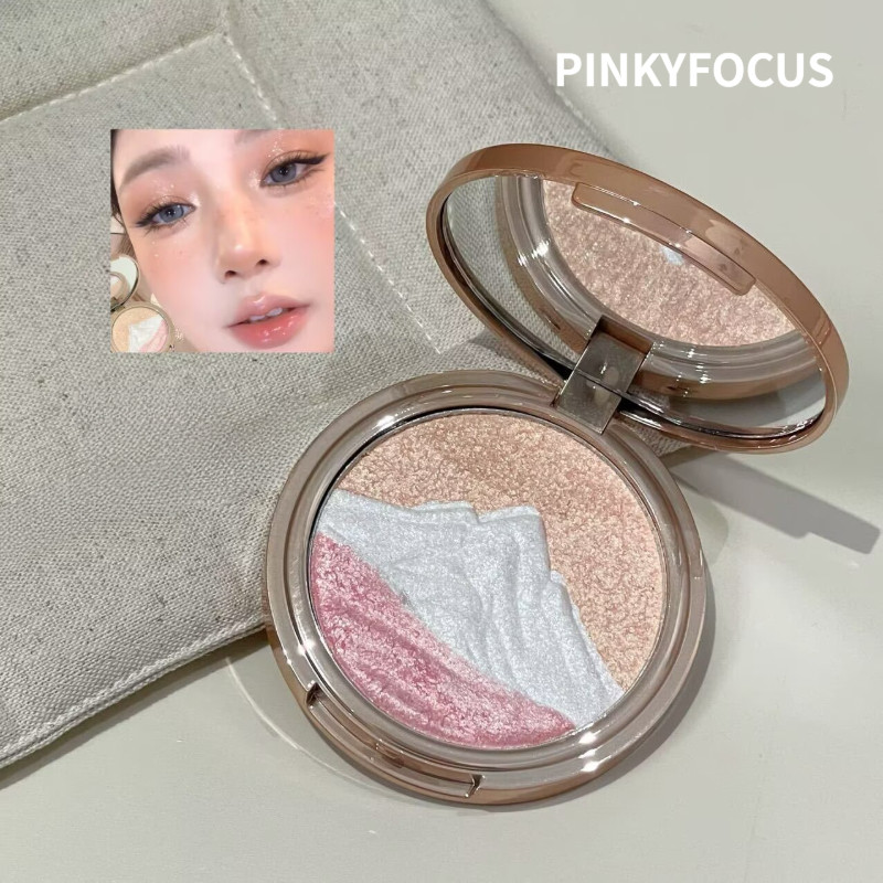 PINKYFOCUS Phấn bắt sáng ba màu Phấn mắt làm sáng da mặt