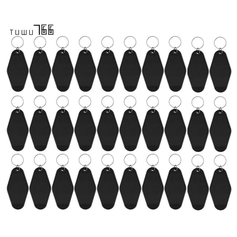 30Pack Motel Móc khóa Khoảng trống Vintage Motel Móc khóa cho Vinyl DIY Crafting Móc khóa màu đen