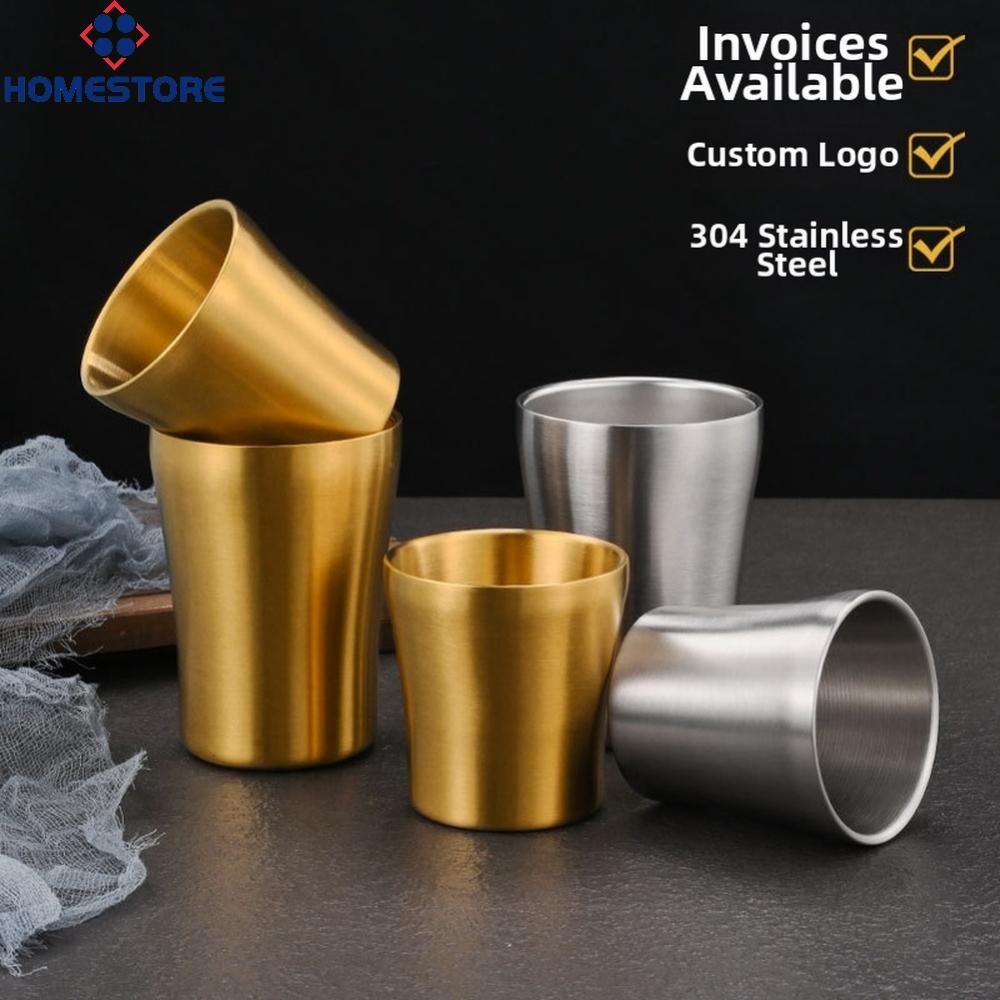 [Homestore]304 Stainless Cup Food-grade 304 Stainless Steel Heatproof Design Korean Style