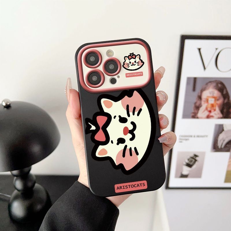 Ốp Bảo Vệ Mờ Chống Sốc Bao Gồm Tất Cả Mềm Dễ Thương Miếng Dán Đầu Lớn Mèo Tương Thích iPhone 17PROMA