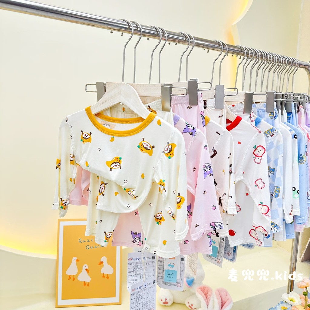 Bộ Đồ Ngủ Trẻ Em Mùa Hè Mỏng Tencel Modal Lyocell Bé Trai Bé Gái Giữa Chiều Kho Báu Điều Hòa Không K