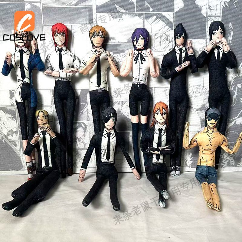 Anime Cưa Xích Người Denji Reze Makima Quạt Làm Búp Bê Mềm Đồ Chơi Nhồi Bông PP Cotton Di Chuyển Khớ