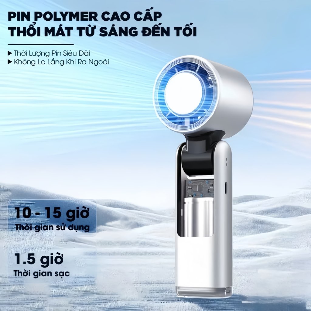 Quạt Cầm Tay Mini Sò Lạnh  Dung Lượng 4000mAh Làm Mát Sò Lạnh 100 Tốc Độ Gió Gấp Gọn 90 Độ Tặng Kèm Dây Đeo | BigBuy360 - bigbuy360.vn
