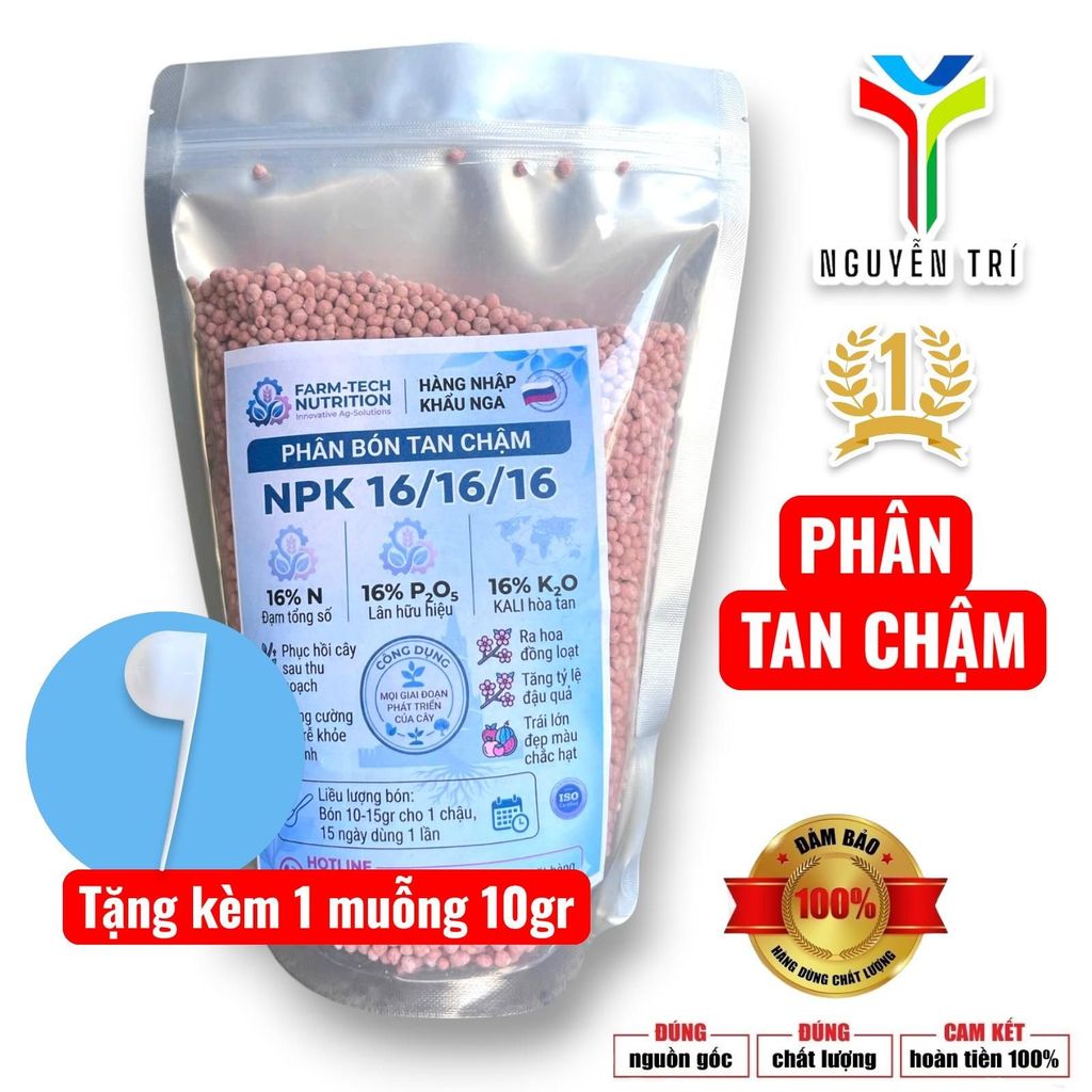 Phân Bón Tan Chậm NPK 16-16-16 Nga – Dinh Dưỡng Cân Đối Cho Hoa Và Cây Kiểng – Túi Chiết