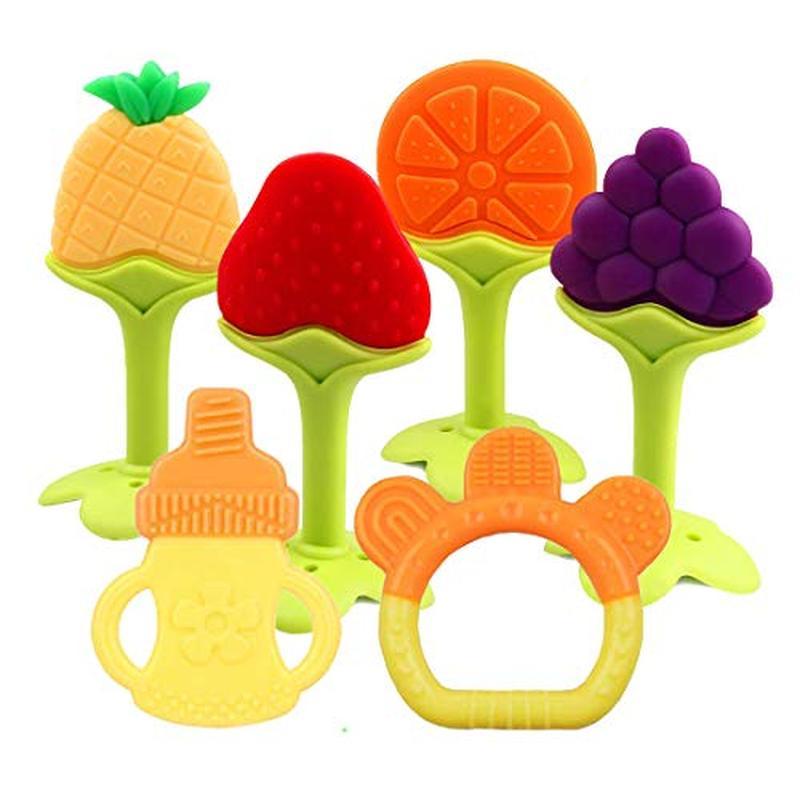Baby Teething Toys 6 Packs BPA Free Silicone Baby Teethers, Freezer Safe Organic Infant Teething Toy
