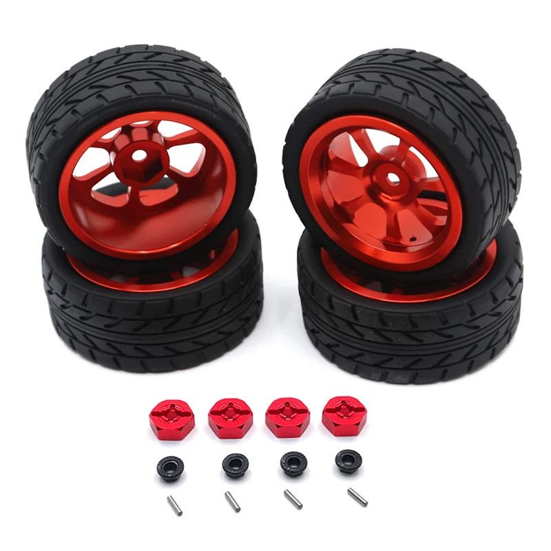 4 Cái Wltoys 65 * 27mm 144001 144010 124007 124016 124019 A959 A959-B 4 65mm Lốp Cao Su Kim Loại Vàn