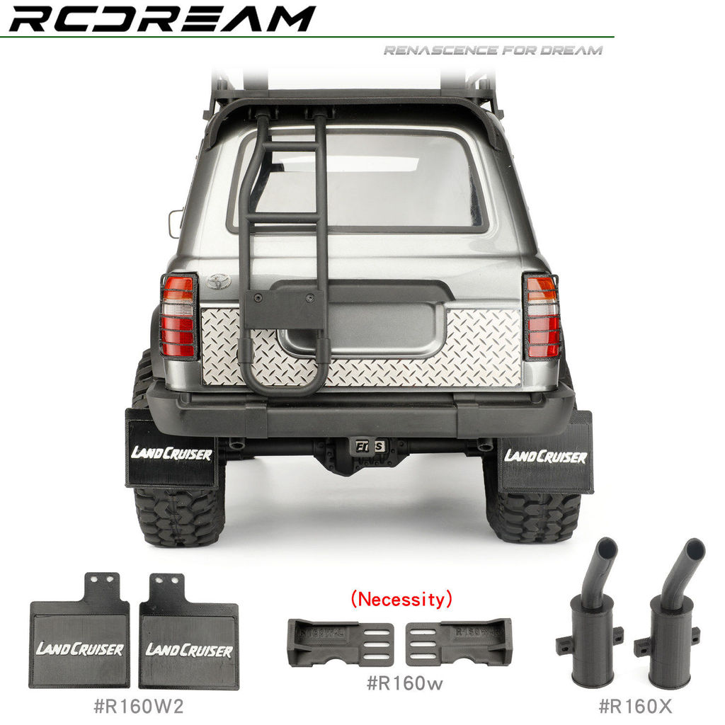 RCDream 1 / 10 FCX10 LC80 Land Patrol Chắn Bùn Phim Cao Su Mềm Chắn Bùn Chắn Bùn Ống Xả Mô Phỏng Phụ