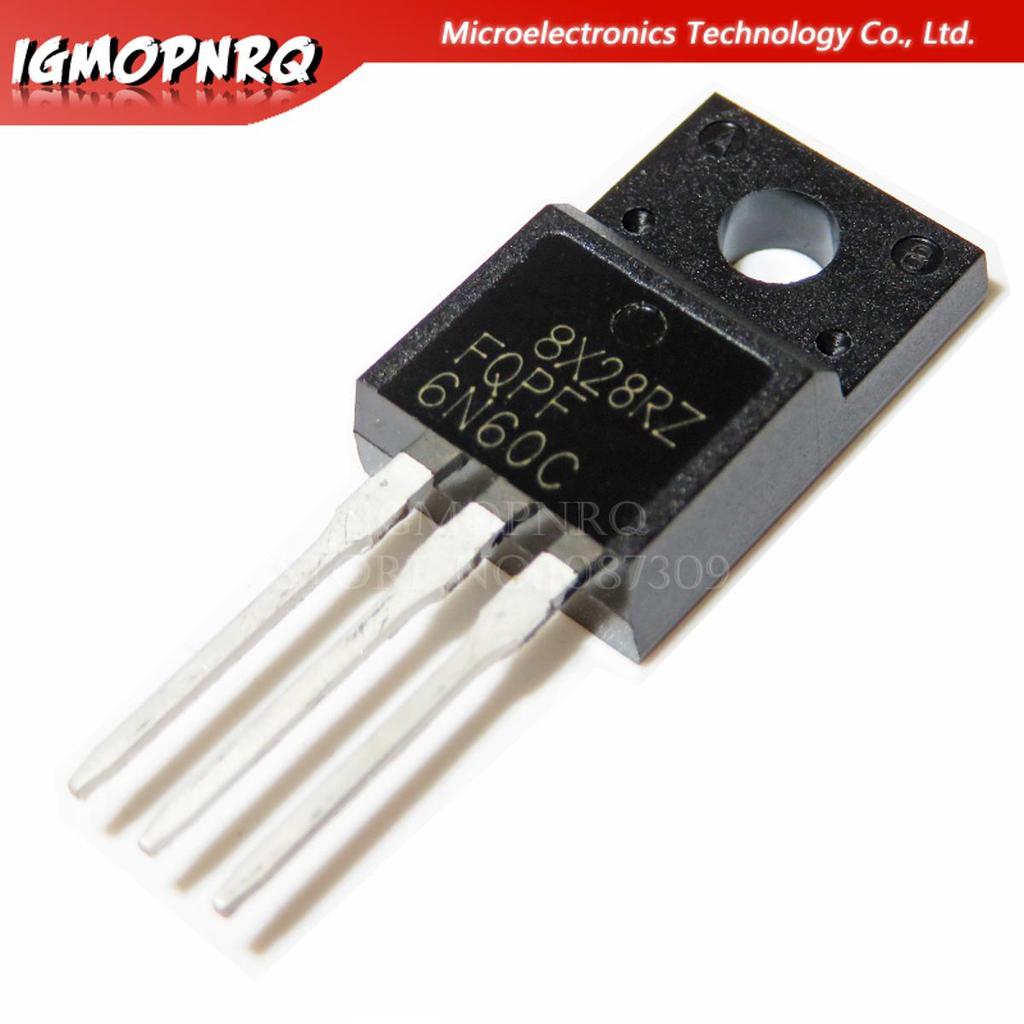 10 chiếc FQPF6N60C 6N60C 6N60 600V 6A MOSFET N-Channel bóng bán dẫn TO-220F mới nguyên bản