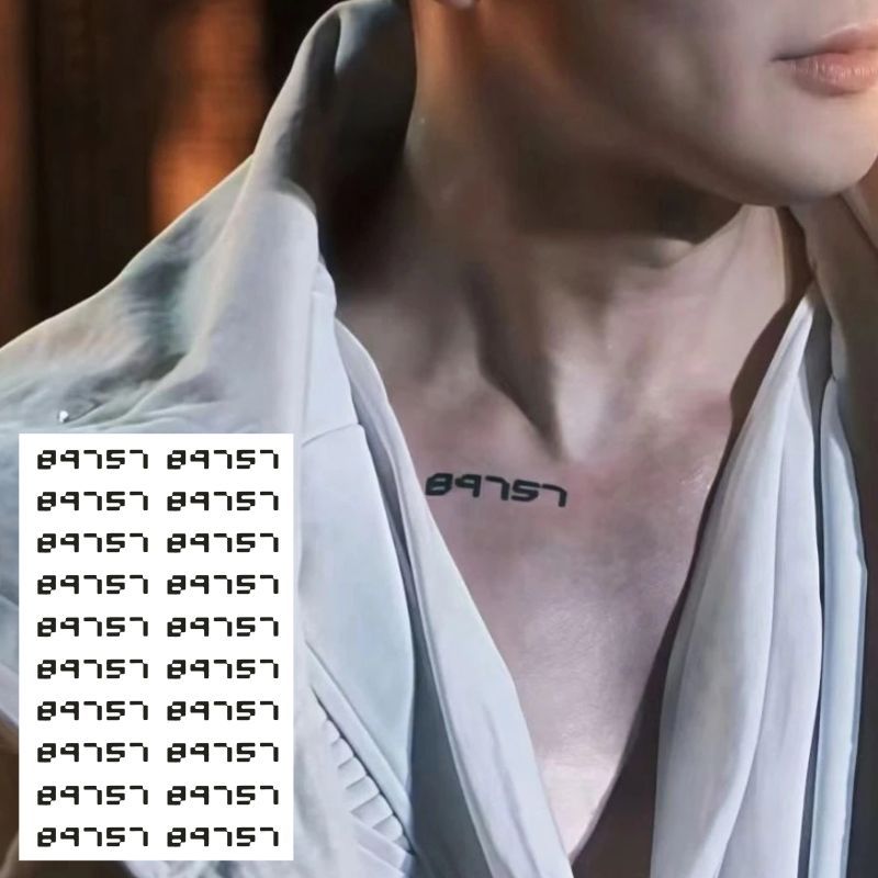 JJ Lin Junjie Cổ Tay Xương Đòn Thảo Dược Nước Ngực Số 89757 Cánh Tay Số Hình Xăm Miếng Dán