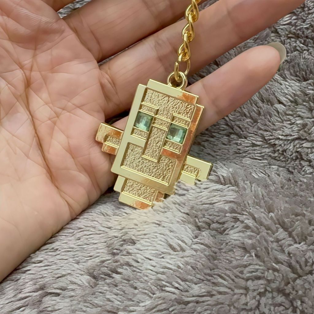 Bạc Minecraft Bất Tử Totem Móc Khóa Mặt Dây Chuyền Trò Chơi Kim Loại Ngoại Vi Ba Chiều Nổi Lễ Phục S