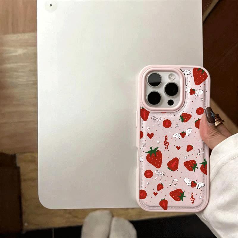 Red fruit đầy đủ Đối với iPhone 17/16 trường hợp lỗ lớn 13/12 mô hình mới đơn gi