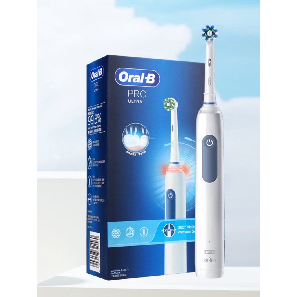 Bàn chải đánh răng điện Oral B P4000 / Pro4Ultra3D Sonic Đầu tròn nhỏ dành cho người lớn Bộ quà tặng
