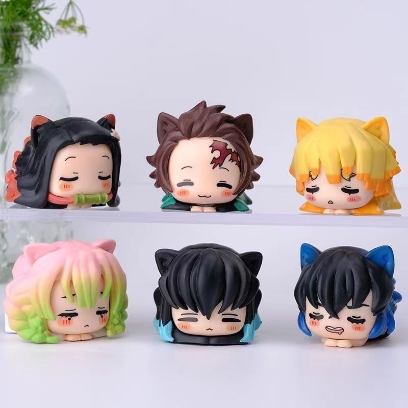 Demon Slayer Tai Mèo Gashapon Tanjiro Nezuko Kyojuro Vợ Tôi Zenitsu Đồ Trang Trí Demon Slayer Tai Mè
