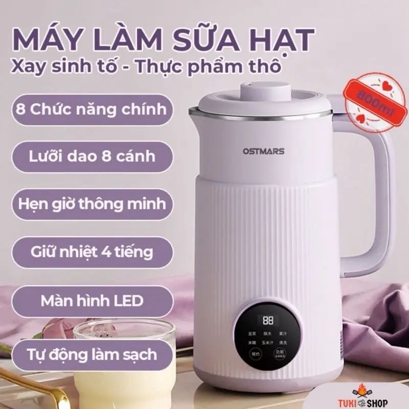 Máy nấu sữa hạt chính hãng OSTMARS tự động thông minh nhiều chế độ xay mịn màng thơm ngon --BH24 thá