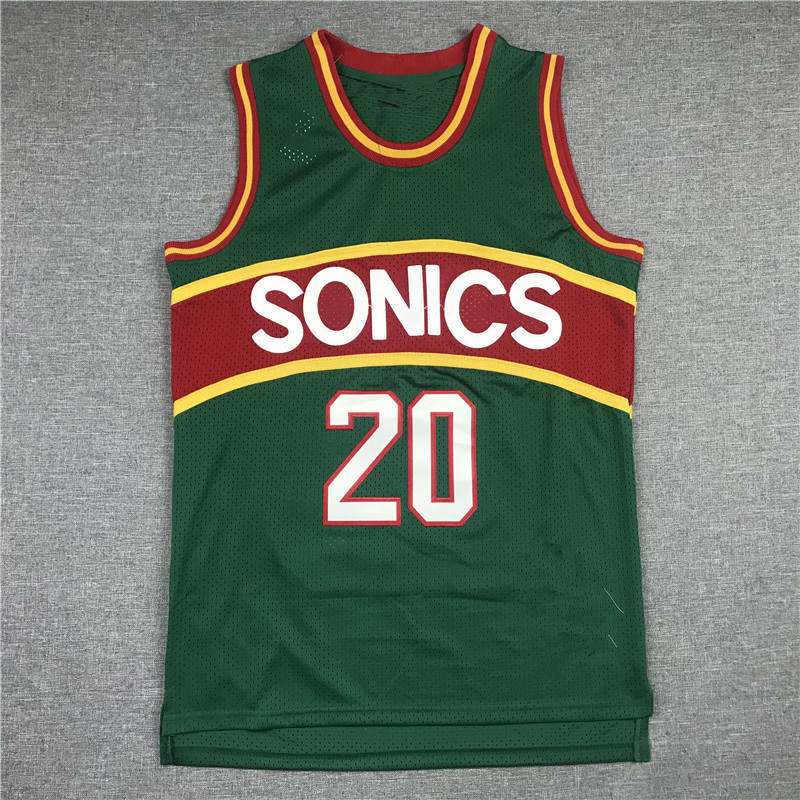 Áo bóng rổ thêu Supersonic20Gloves Peyton SONICS PAYTON, Áo Vest thể thao Mỹ thoáng khí khô nhanh.