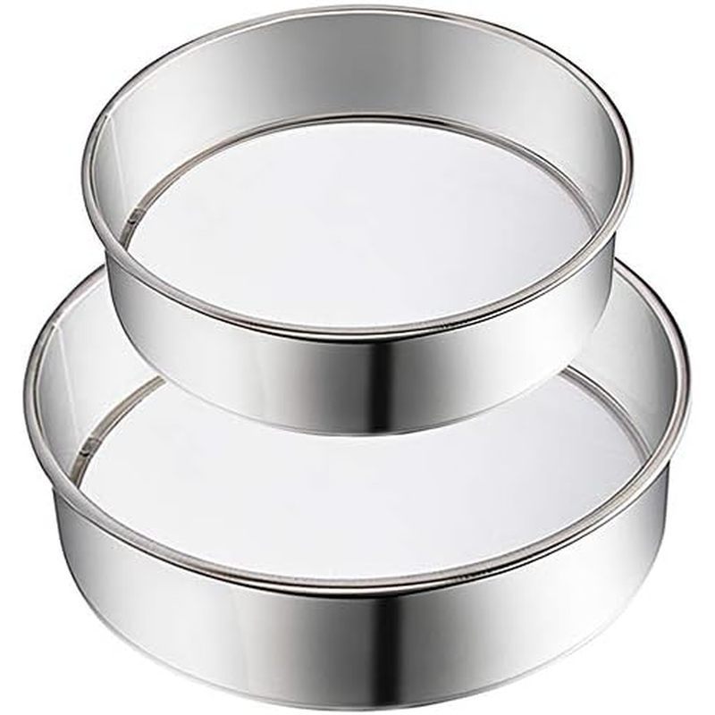2 Pack Flour Sifter,Stainless Steel Fine Mesh Strainers Flour Sieve,60 Mesh Round Sifter for Baking 