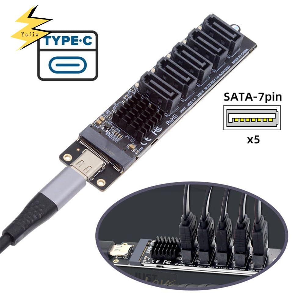 YSDIW PCI-E Riser, Bộ chuyển đổi JMB575 Loại C sang SATA đa cổng, Cắm và chạy Bộ chuyển đổi USB C sa