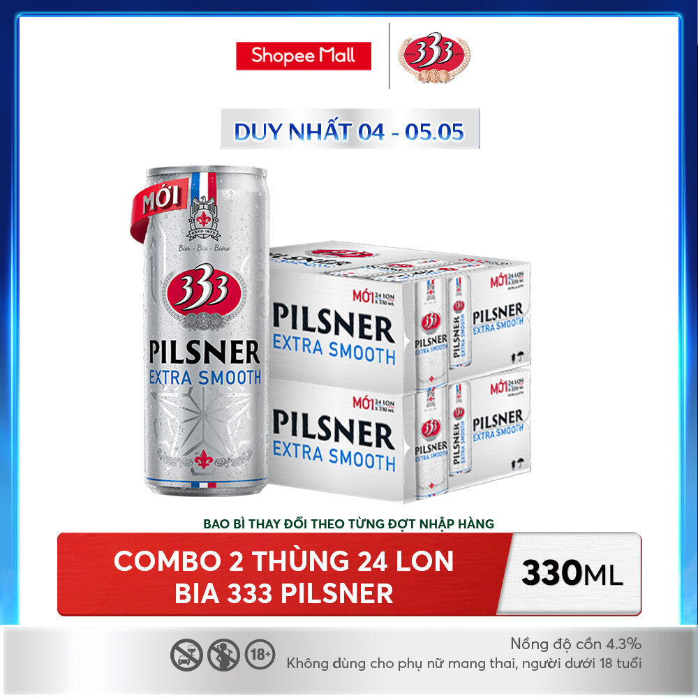 [Livestream] Nồng độ cồn 4.3% - Combo 2 Thùng 24 Bia 333 Pilsner 330ml