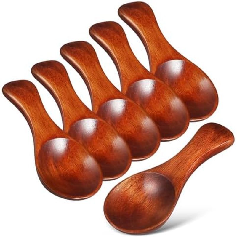 BESPORTBLE 6pcs Mini Wooden Spice Spoons: Wood Condiments Scoops for Kitchen Small Wood Utensils for