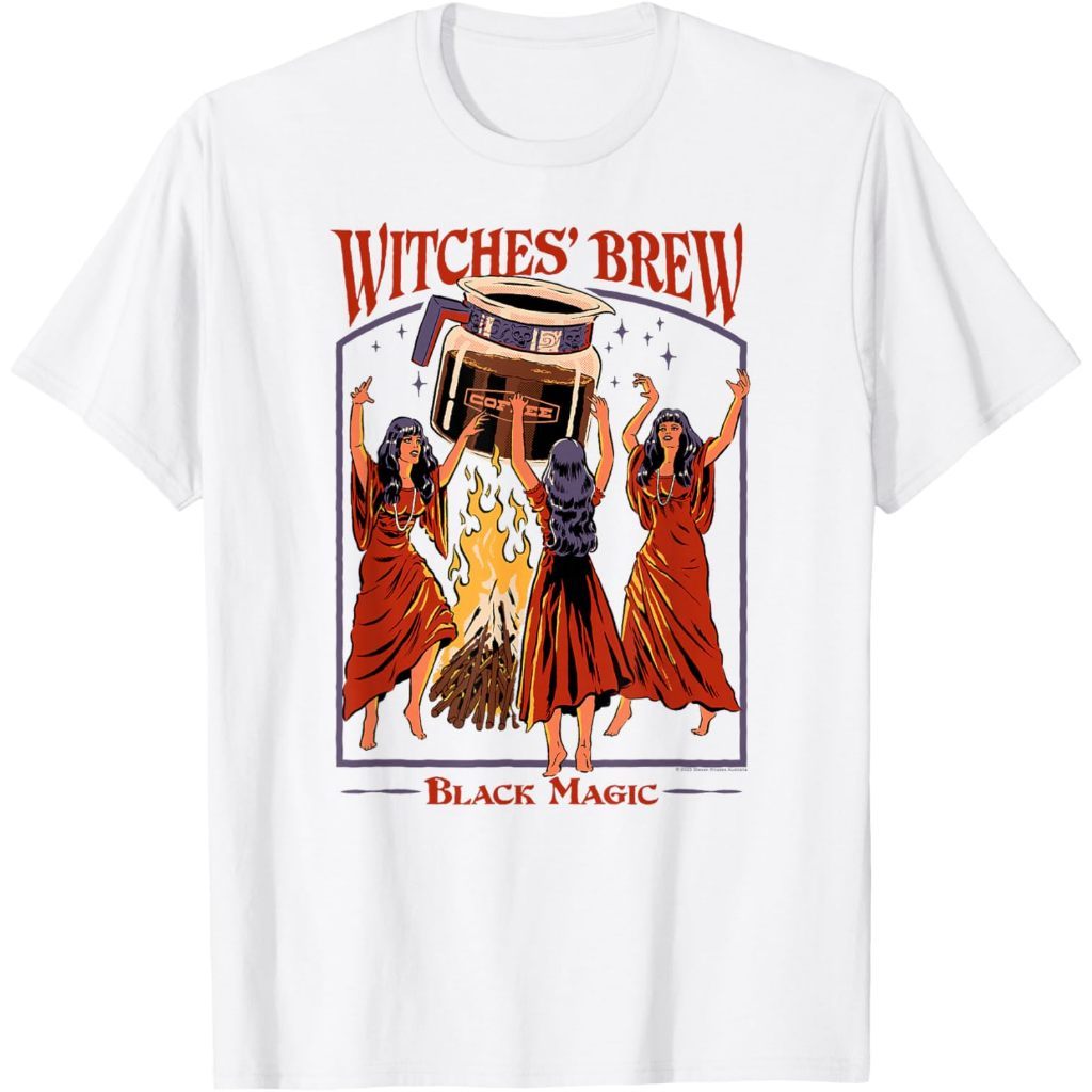 Kaos Steven Rhodes Witches' Brew Coffee T-Shirt – Baju Vintage 90s Retro Pria Wanita Unisex Cotton C