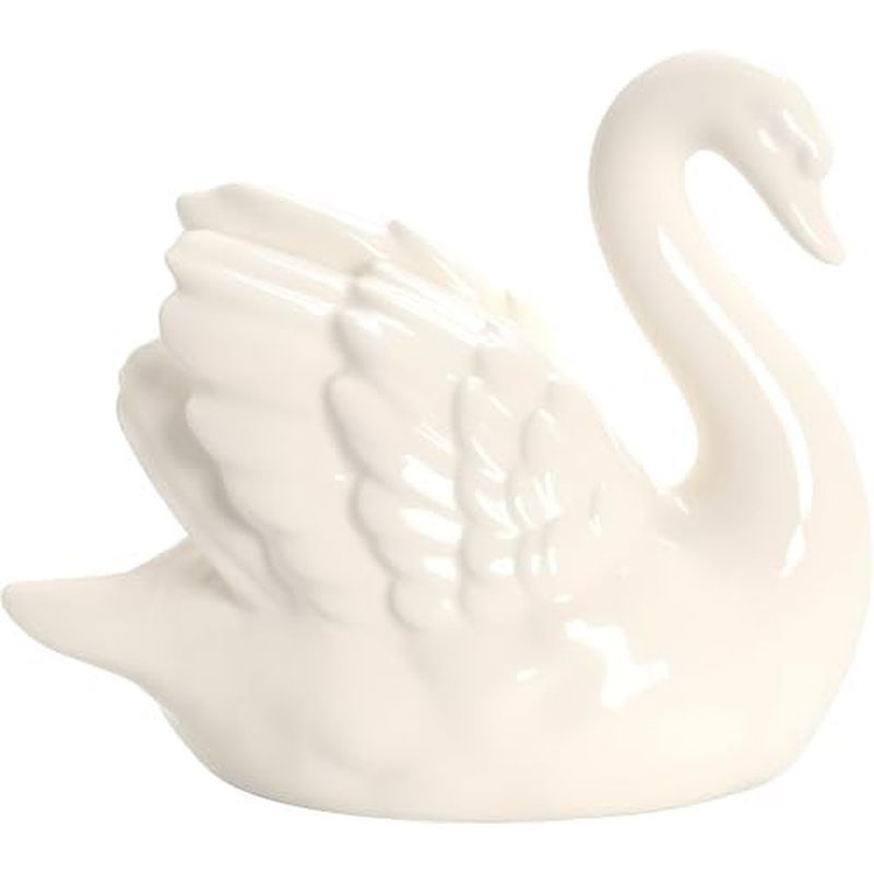 Ceramic Swan Figurine - Modern Minimalist Porcelain Statue Art Decor, Knick Knacks Home Decor for Li